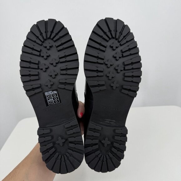 Everlane The Lug Loafer in Black Leather size 7 Women's Chunky Heel - Picture 6 of 8